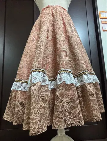 [ 브라운 컬러 레이스 종아리 기장 연습 스커트 ] 다카라즈카 여역풍