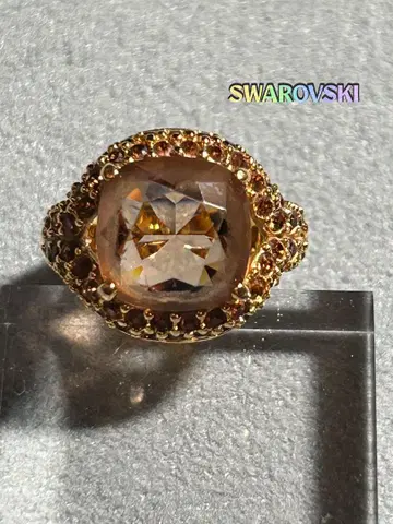 SWAROVSKI 스와로브스키 로즈 골드 파베 반지 10호