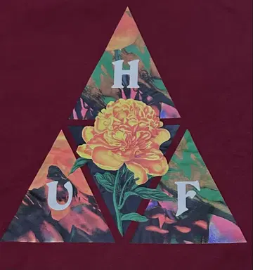 하프 HUF 풀오버 후드티 백 프린트 속기모 크림슨 다크 레드