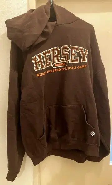 HERSHEY 로고 브라운 후드티