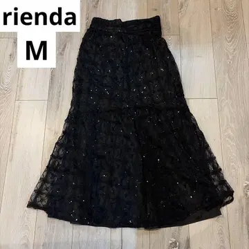 [ 새상품급 ] rienda 스팽글 튤 세미 머메이드 스커트 블랙 M