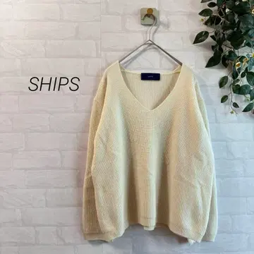 [SHIPS] 캐시미어 혼방 V넥 니트 풀오버 아이보리 화이트