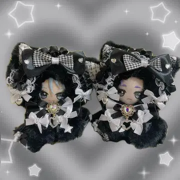 치비구루미 12cm 13cm 인형옷 앉은 블랙 고양이 쌍둥이