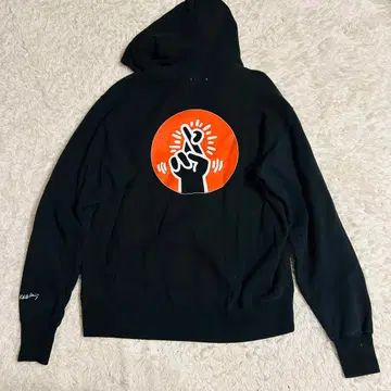 [레어 콜라보] 마인 데님 키스 해링 프린트 후드티 M