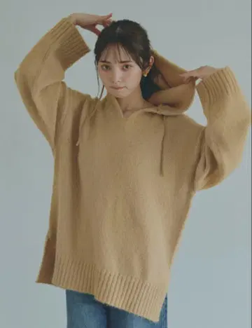 so4u 소우포유 후드 부착 니트 풀오버