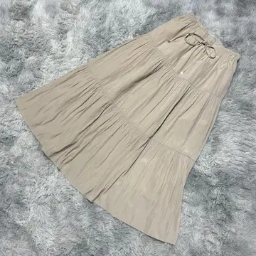 새상품급! 어반 리서치 티어드 롱 스커트 [ F ] 베이지 허리밴딩