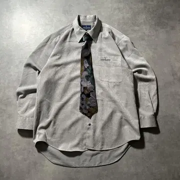 그레이 올 패턴 꽃무늬 레트로 유럽풍 디자인 넥타이 셔츠 세트