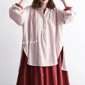 soulberry 스트라이프 셔츠 보송보송 빨간색 L