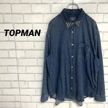 레어 TOPMAN 탑맨 스터드 칼라 데님 셔츠 바지 셔츠