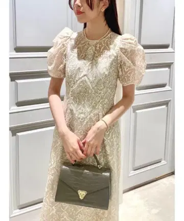 [ LILY BROWN ] 오너먼트 드로우 오간자 드레스 경사 결혼식