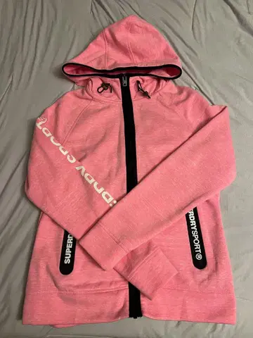 SUPERDRY 후드 부착 핑크 후드티