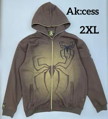 Ak:cess 액세서리 풀 집업 후드티 페이드 브라운 2XL