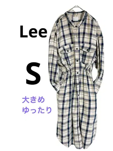 Lee 노카라 체크 무늬 셔츠 원피스 [ S ] 허리 코드