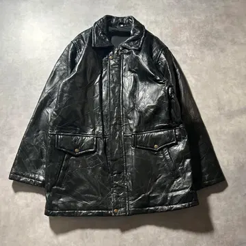 [ NA ] 빈티지 램 가죽 가죽 패치워크 하프 코트