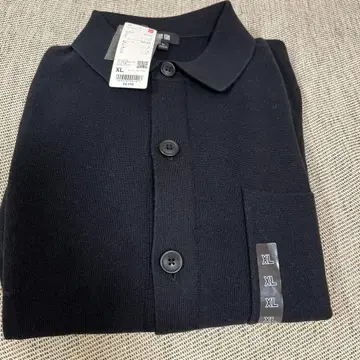 새상품_UNIQLO 유니클로 밀라노 리브 셔츠 가디건 블랙 XL