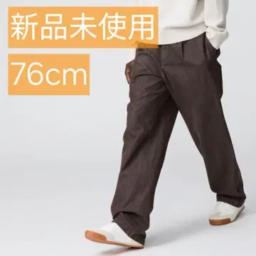 유니클로C 턱 스트레이트 팬츠 데님 다크 브라운 76cm
