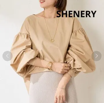 SHENERY 개더 퍼프 슬리브 블라우스 베이지 시너리