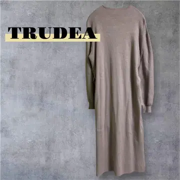 TRUDEA 백리본 니트 원피스 모카 그레이지 긴팔