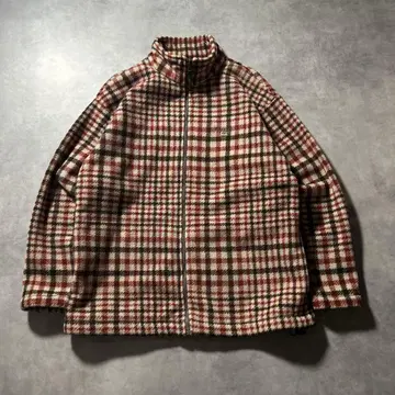 빈티지 집업 체크 플리스 레트로 보아 자켓