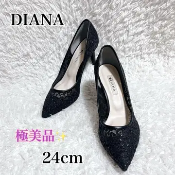 컨디션 최상 다이애나 글리터 튤 펌프스 블랙 24cm 스틸레토