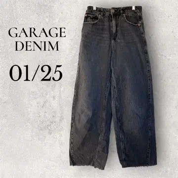 USA 구제 의류 GARAGE DENIM 다크 그레이 와이드 레그 데님
