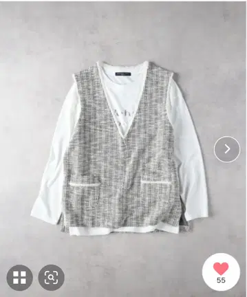 미사용 새상품 그레이 계열 V넥 베스트 HONEYSUCKLE ROSE