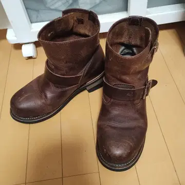 브라운 가죽 엔지니어 부츠 25.5cm