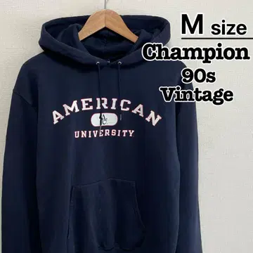 90s Champion 후드티 M 네이비 칼리지 아메리칸 대학 구제 의류