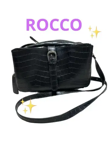 ROCCO 크로커다일풍 숄더백 블랙