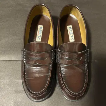 HARUTA 브라운 가죽 로퍼 25 인조 가죽 3E