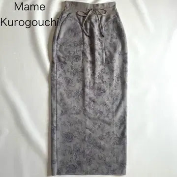 [마메쿠로구치] 플로럴 스커트 그레이 꽃무늬 2024SS 최근 모델