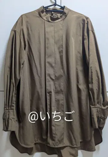 언타이틀 브라운 계열 스탠드 카라 긴팔 셔츠