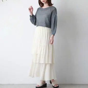 [ 익명 배송 ] archives 아이보리 티어드 롱 스커트