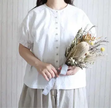 핸드메이드 작가 ellie tidy 블라우스 화이트
