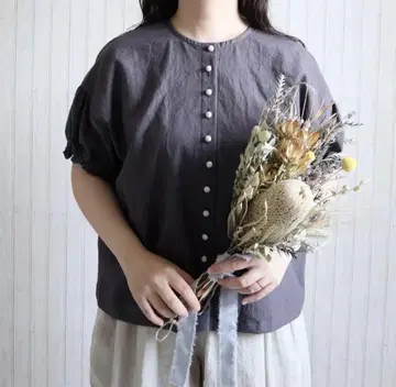 핸드메이드 작가 ellie tidy 블라우스 차콜