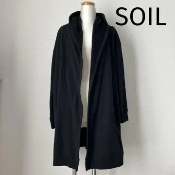 SOIL 롱 코트 저지 소재 기모 후드 부착