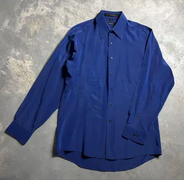 DKNY 90s 00s 샤이닝 블루 레이온 폴리 혼방 드레스 셔츠