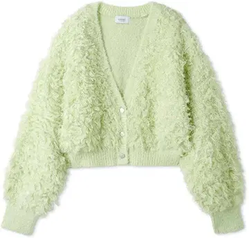 emmi 라메 프린지 니트 가디건 라임