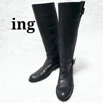 ING 가죽 롱 부츠 24.5cm 다크 브라운 짙은 갈색