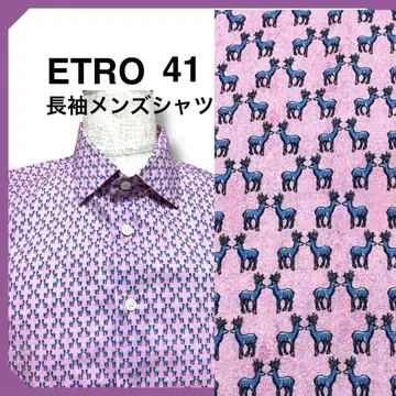 ETRO 긴팔 남성용 셔츠 루돌프 무늬 사이즈 41