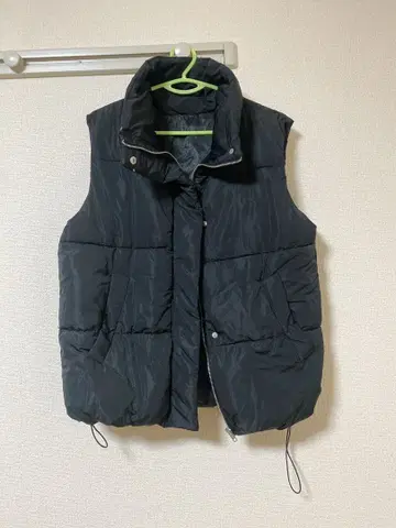 블랙 슬리브리스 다운 베스트