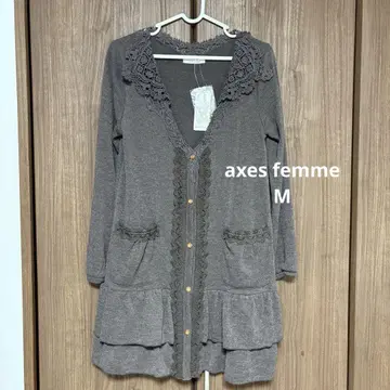 [레어] axes femme 레이스 가디건 롱 컬러 모카 M