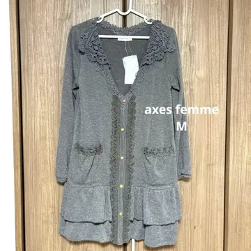 [레어] axes femme 레이스 가디건 롱 컬러 모카 M