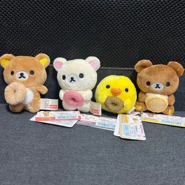 리락쿠마 손바닥 봉제 인형 리락쿠마 x 미스터 도넛 4종 세트