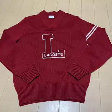 LACOSTE 빨간색 V넥 니트 스웨터