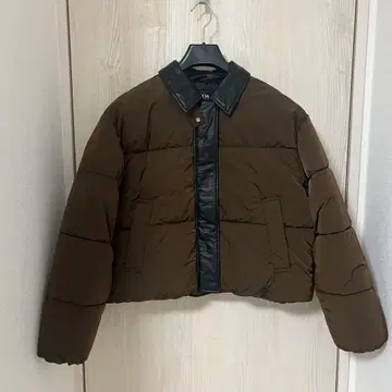 ZARA 레더 칼라 크롭 퍼프 자켓