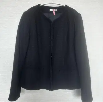 eur3 13호 트위드 노카라 자켓 블랙 빅 사이즈