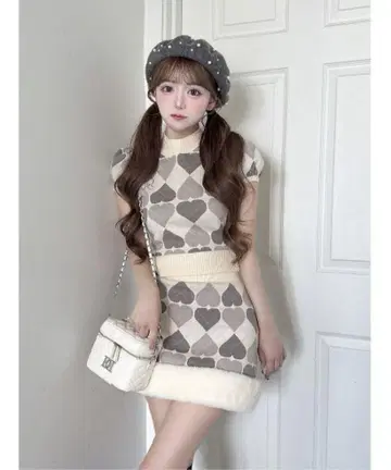 [ 오늘 발송 ] Darich 아가일 하트 체크 니트 셋업 IVO