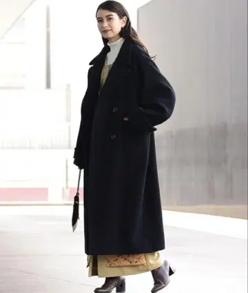 Ray BEAMS / 스탠드 카라 롱 코트 / 브라운