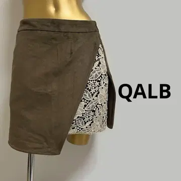 [ 4093 ] QALB 스웨이드 랩스커트 M 레이스